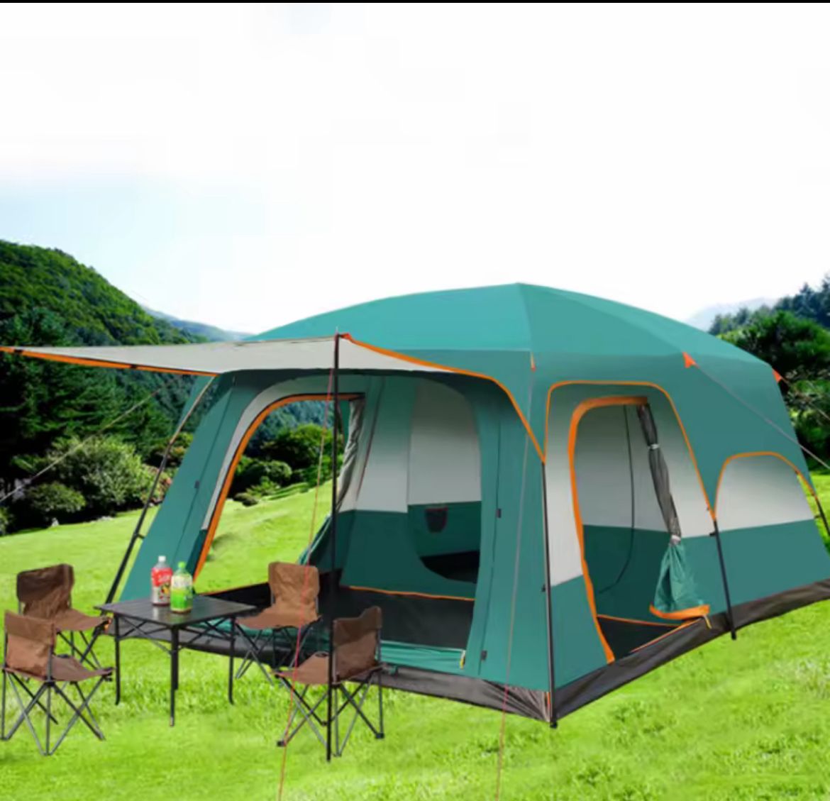 ⛺ אוהל משפחתי גדול 320×220×180 ס"מ – צבע ירוק