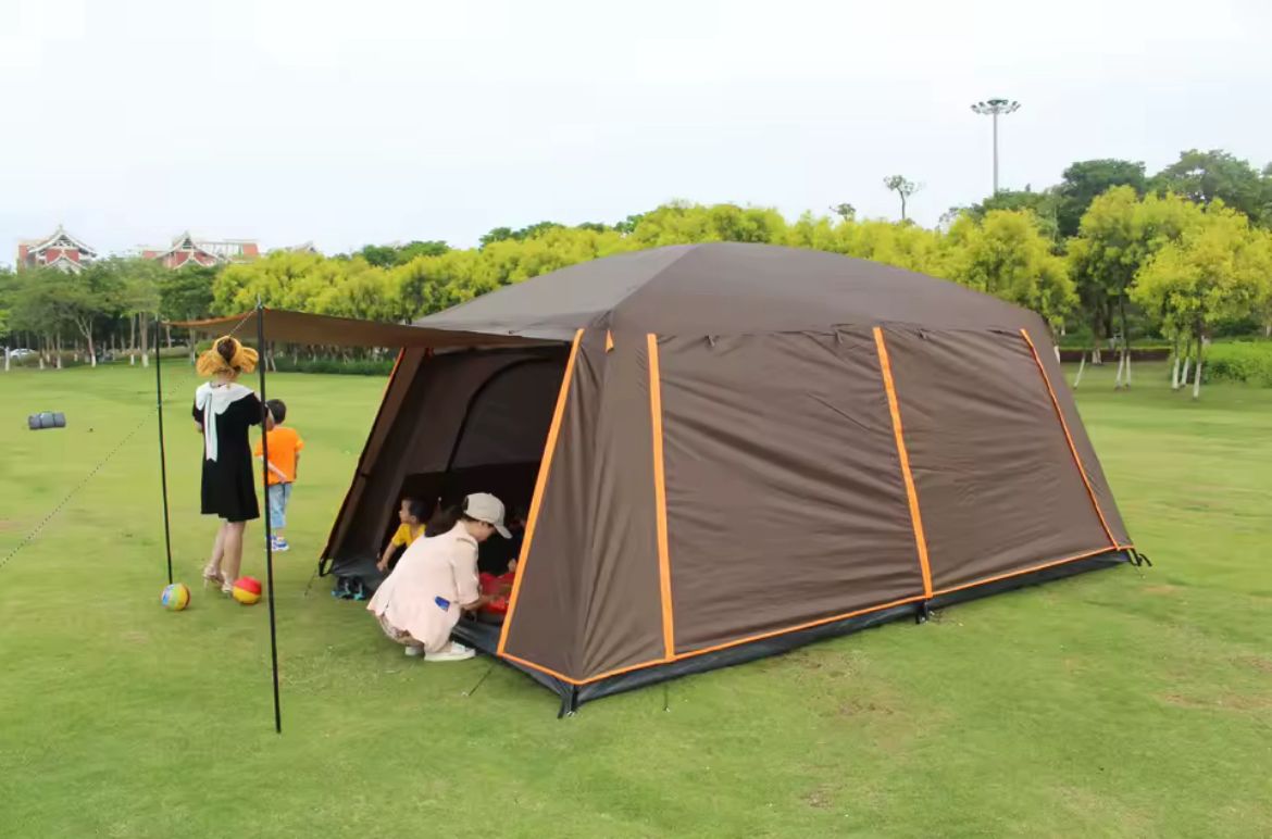 ⛺ אוהל משפחתי גדול 320×220×180 ס"מ – צבע חום – תמונה 2